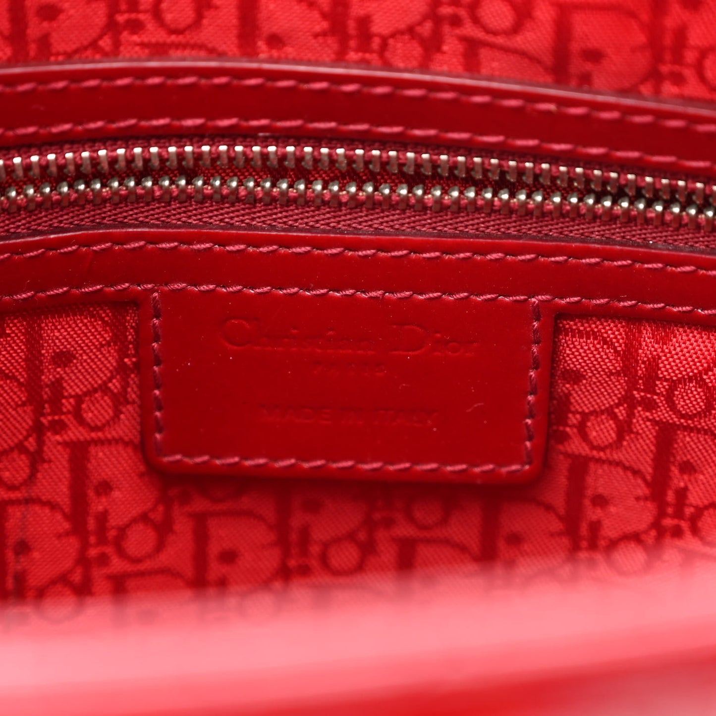 Patent Cannage Large Lady Dior Red