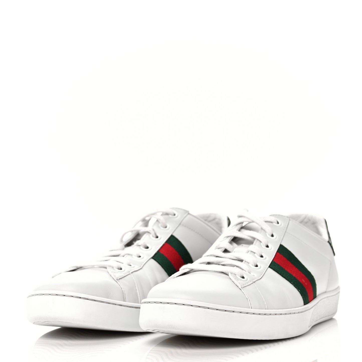 Calfskin Crocodile Web Womens Ace Sneakers 39.5 White Green
