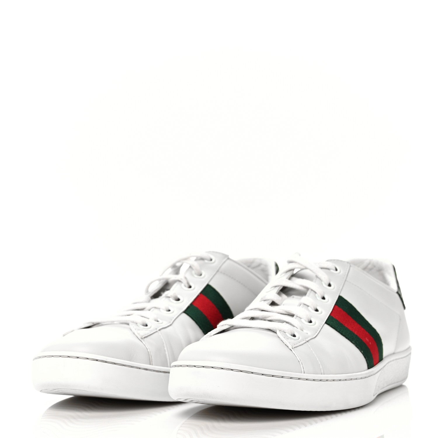 Gucci Calfskin Crocodile Web Womens Ace Sneakers 39.5 White Green 3 of 10