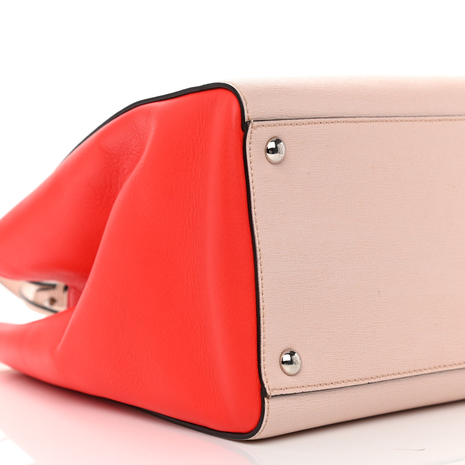 Fendi Vitello Elite Colorblock Regular 2Jours Tote Rosa Plaster Orzo Papavero 9 of 14