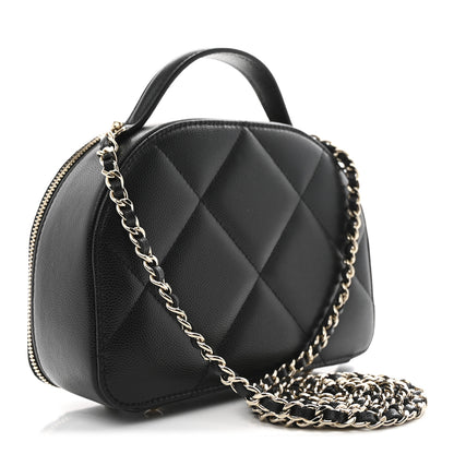 Chanel Grained Calfskin Quilted Top Handle Chain Clutch Black 3 of 10