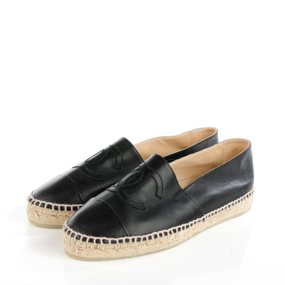 Chanel Lambskin CC Espadrilles 39 Black 3 of 9