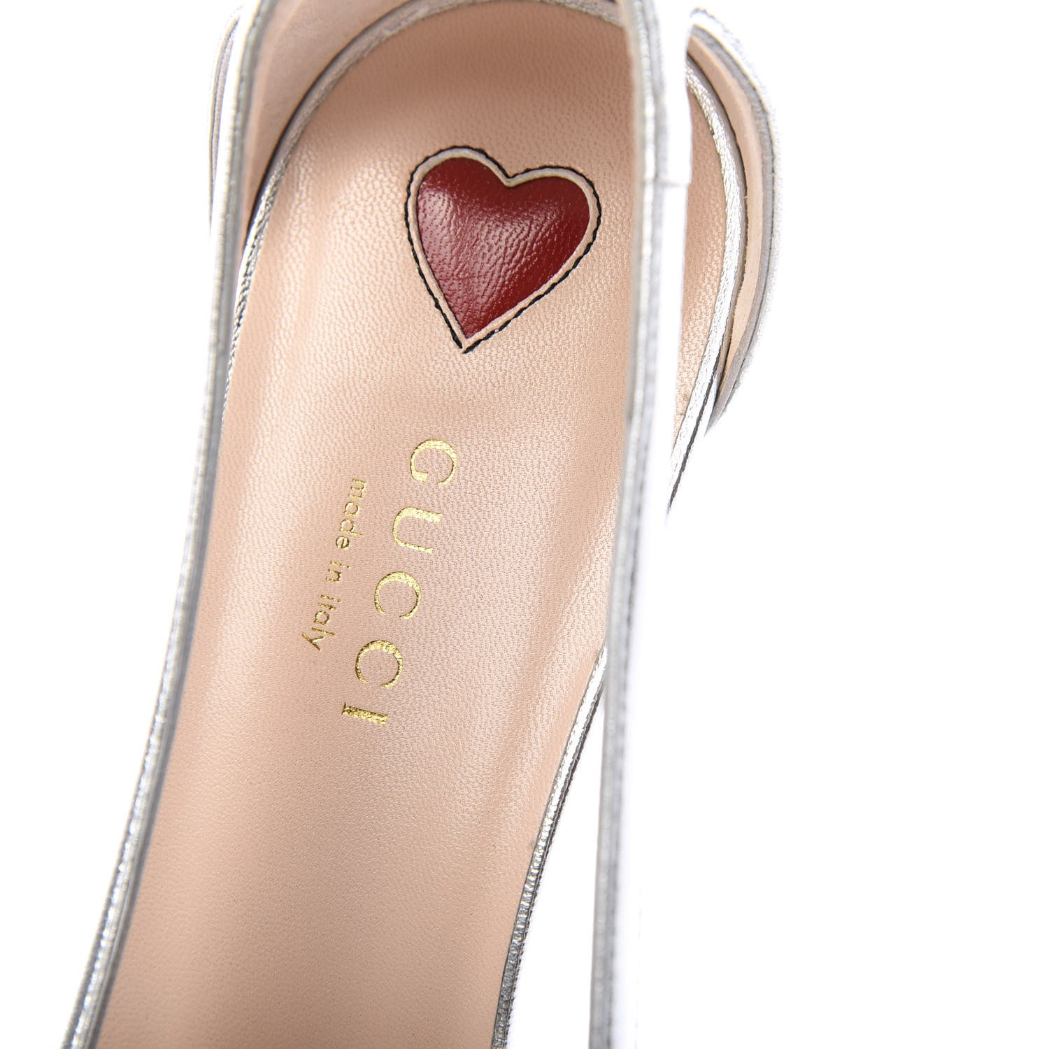 Gucci Metallic Nappa Bamboo Crystal Double G Low Heel Pumps 38 Argento 8 of 10