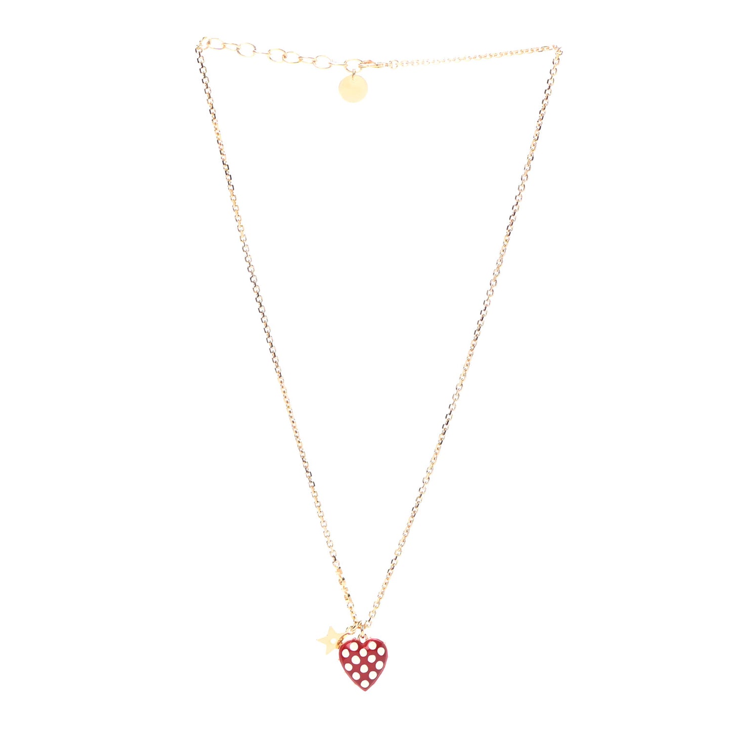 Metal Dioramour Necklace Gold Red