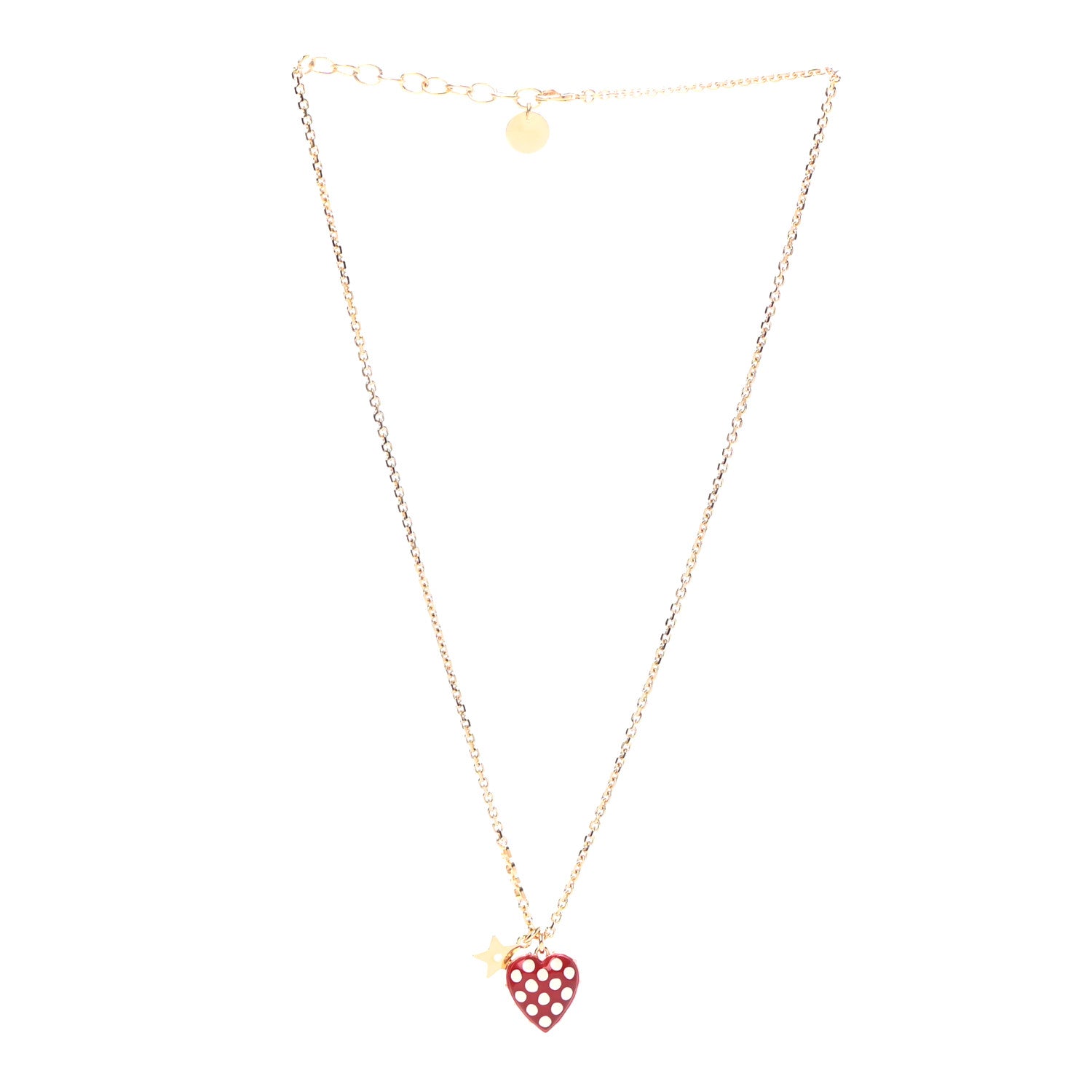 Christian Dior Metal Dioramour Necklace Gold Red 3 of 5