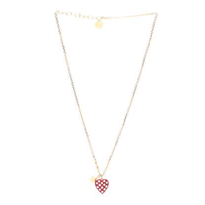 Christian Dior Metal Dioramour Necklace Gold Red 3 of 5