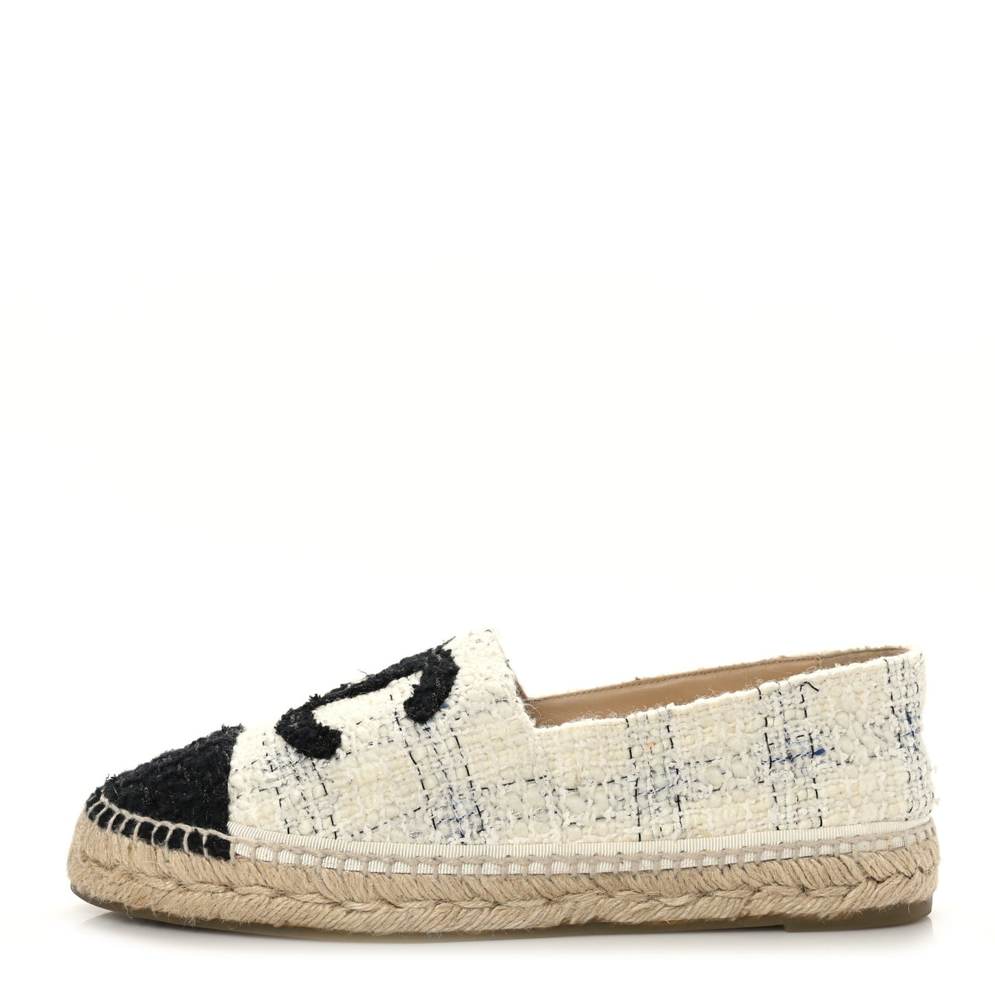 Tweed CC Espadrilles 41 Ecru White Blue Black