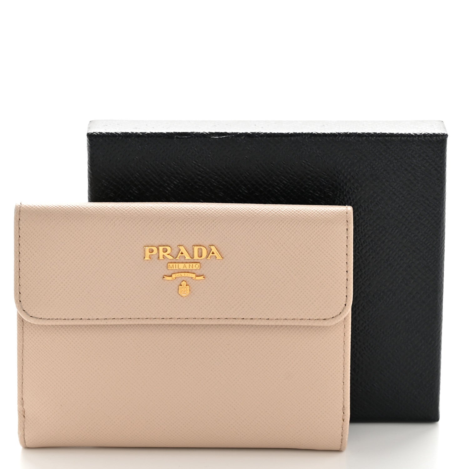 Prada Saffiano Metal Compact Flap Wallet Cipria 10 of 10