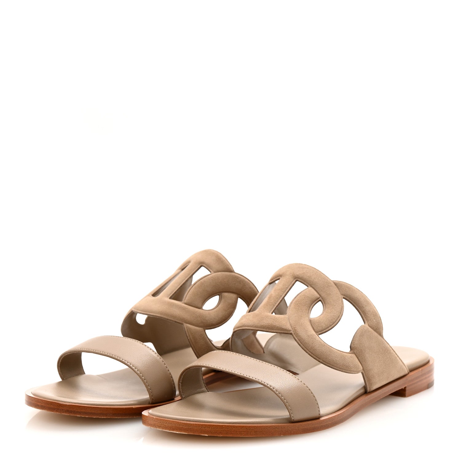 Hermes Suede Goatskin Nappa Lagune Sandals 38.5 Beige Sable 4 of 9