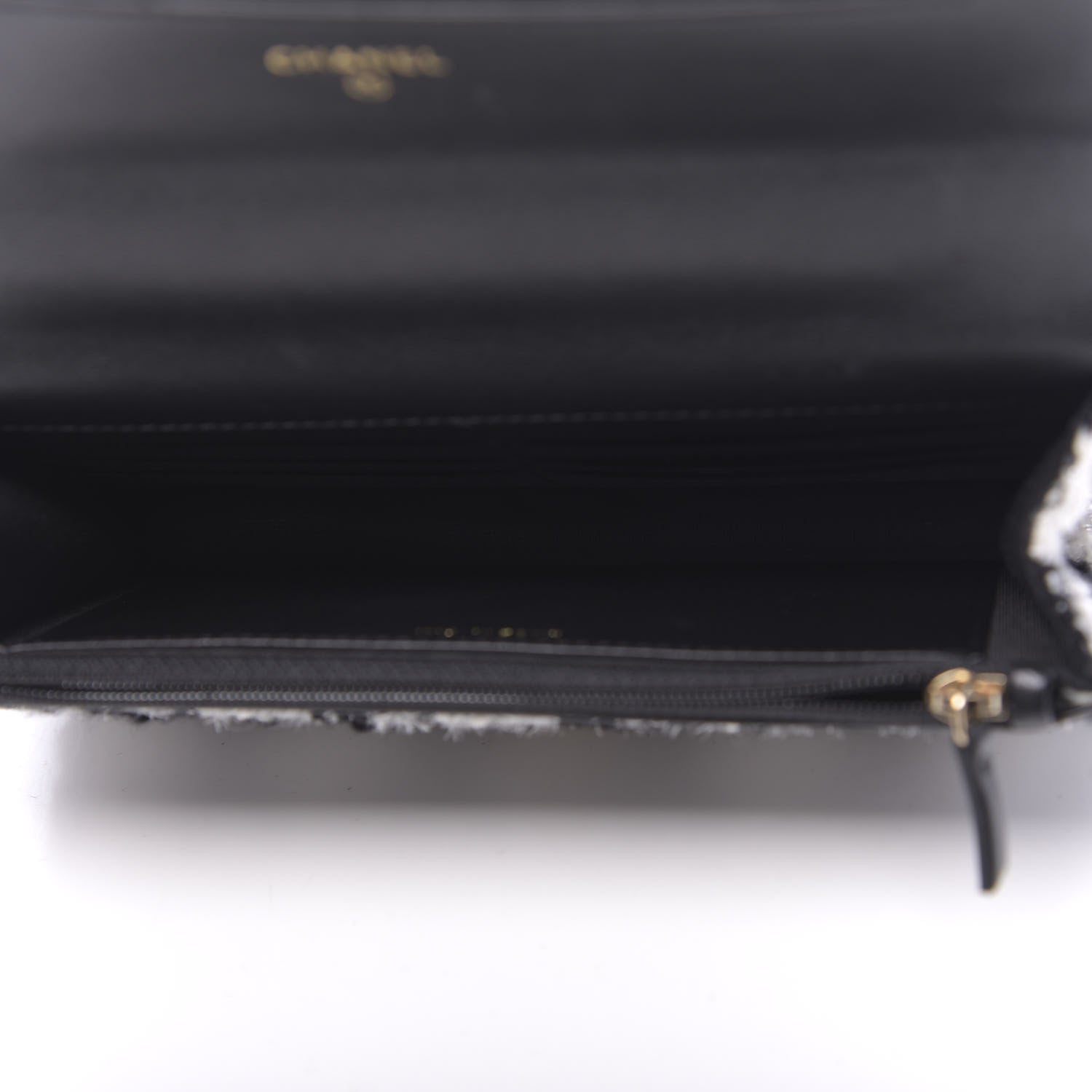 Chanel Wool Tweed Lambskin Quilted 19 Wallet On Chain WOC and Coin Purse Black White 4 of 10