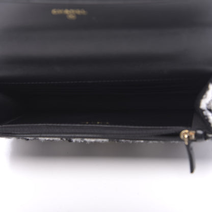Chanel Wool Tweed Lambskin Quilted 19 Wallet On Chain WOC and Coin Purse Black White 4 of 10