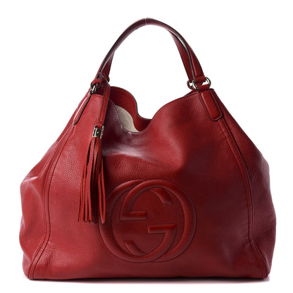 Gucci Pebbled Calfskin Large Soho Shoulder Bag Red 1 of 13