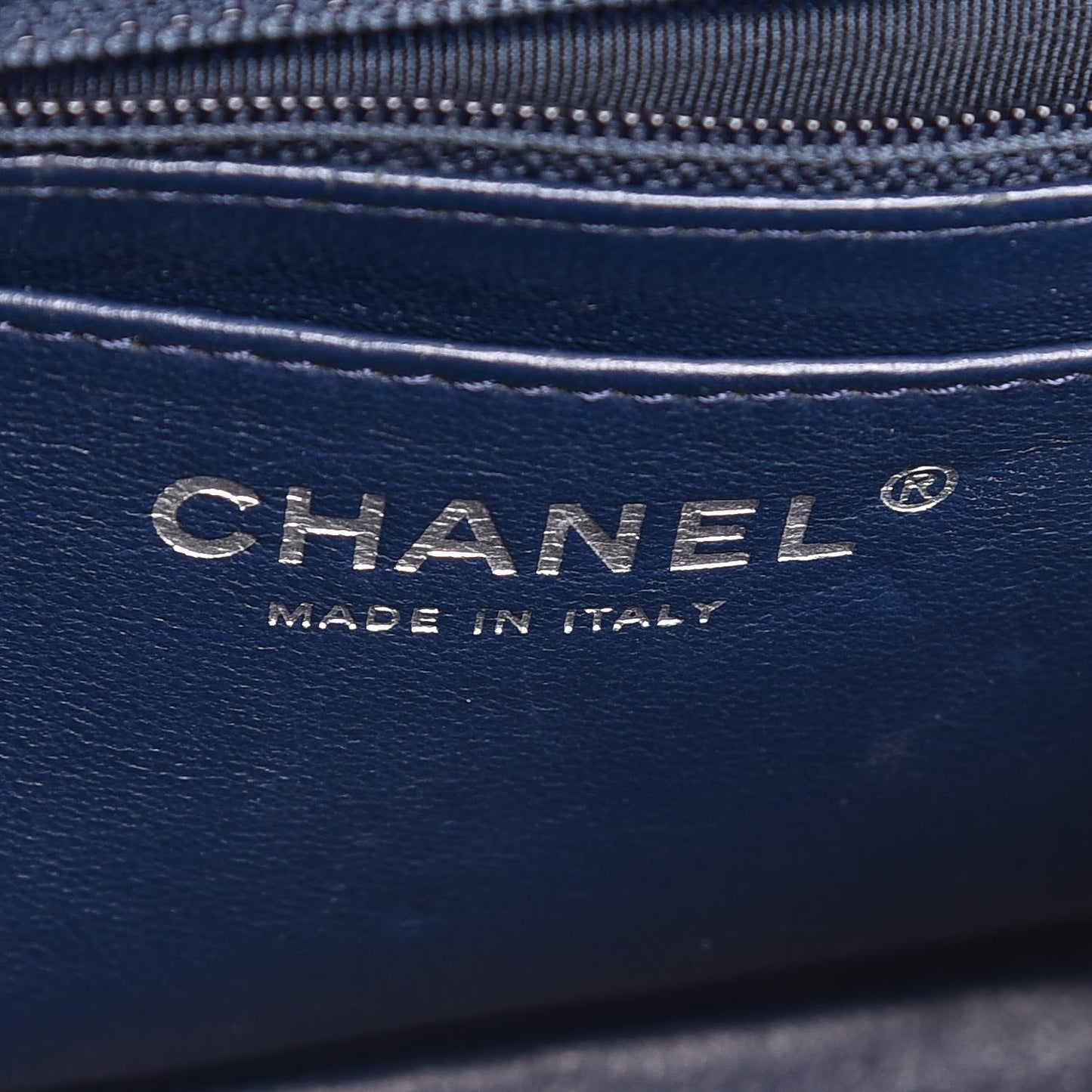 Patent Quilted Mini Square Flap Navy Blue