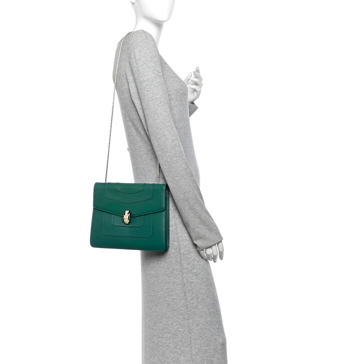Calfskin Serpenti Forever Shoulder Bag Emerald Green