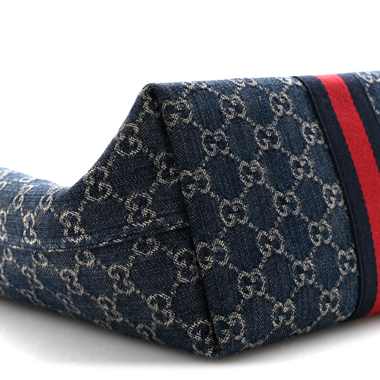 Gucci GG Monogram Denim Small Giglio Tote Blue White 9 of 10