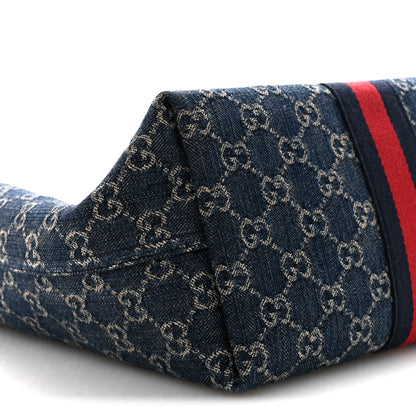 Gucci GG Monogram Denim Small Giglio Tote Blue White 9 of 10