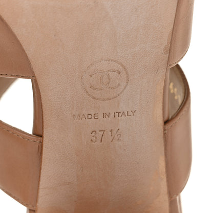 Chanel Calfskin CC Turnlock Sandals 37.5 Beige 10 of 15