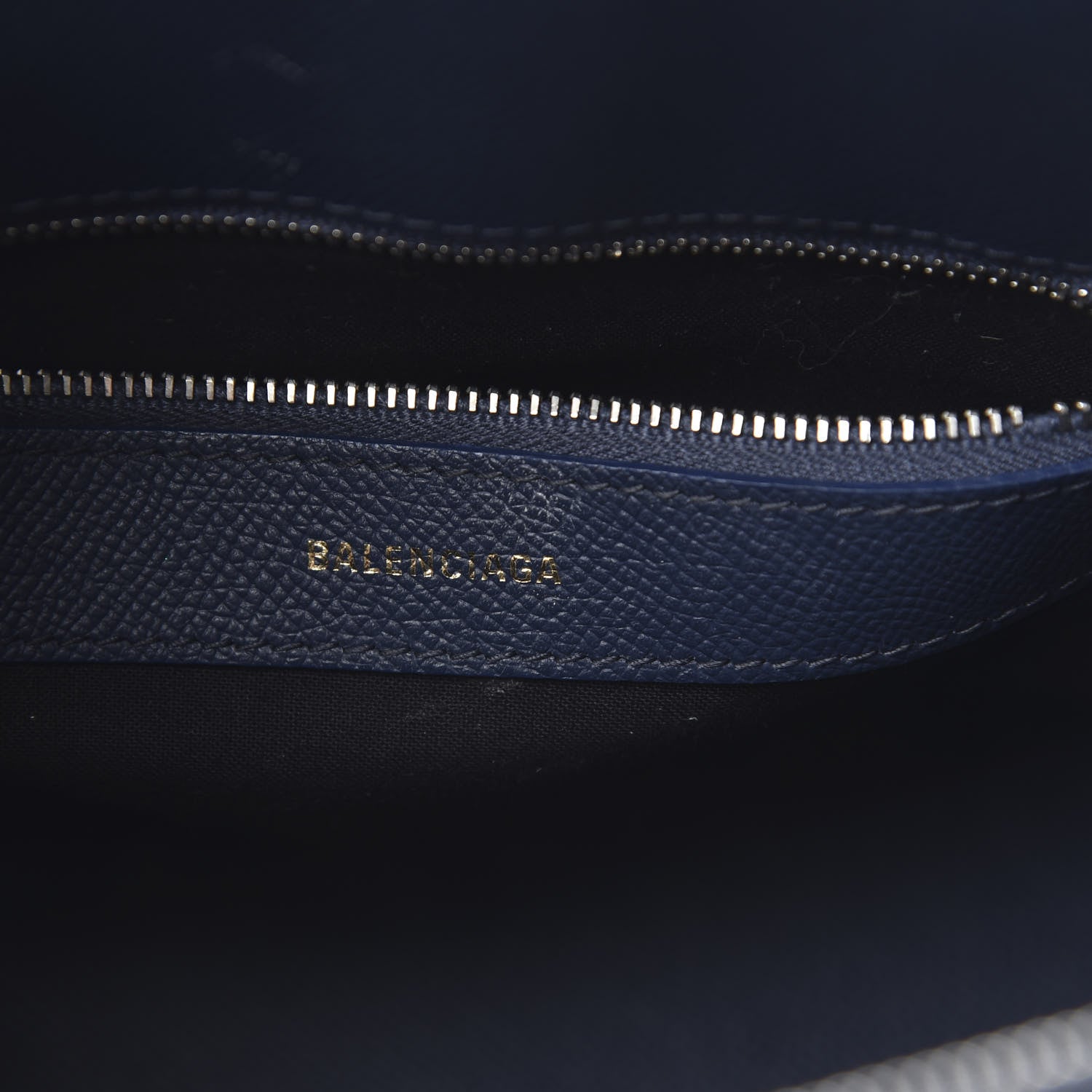 Balenciaga Signature Grained Calfskin Logo S Ville Top Handle Bag Bleu Canopee White 6 of 15