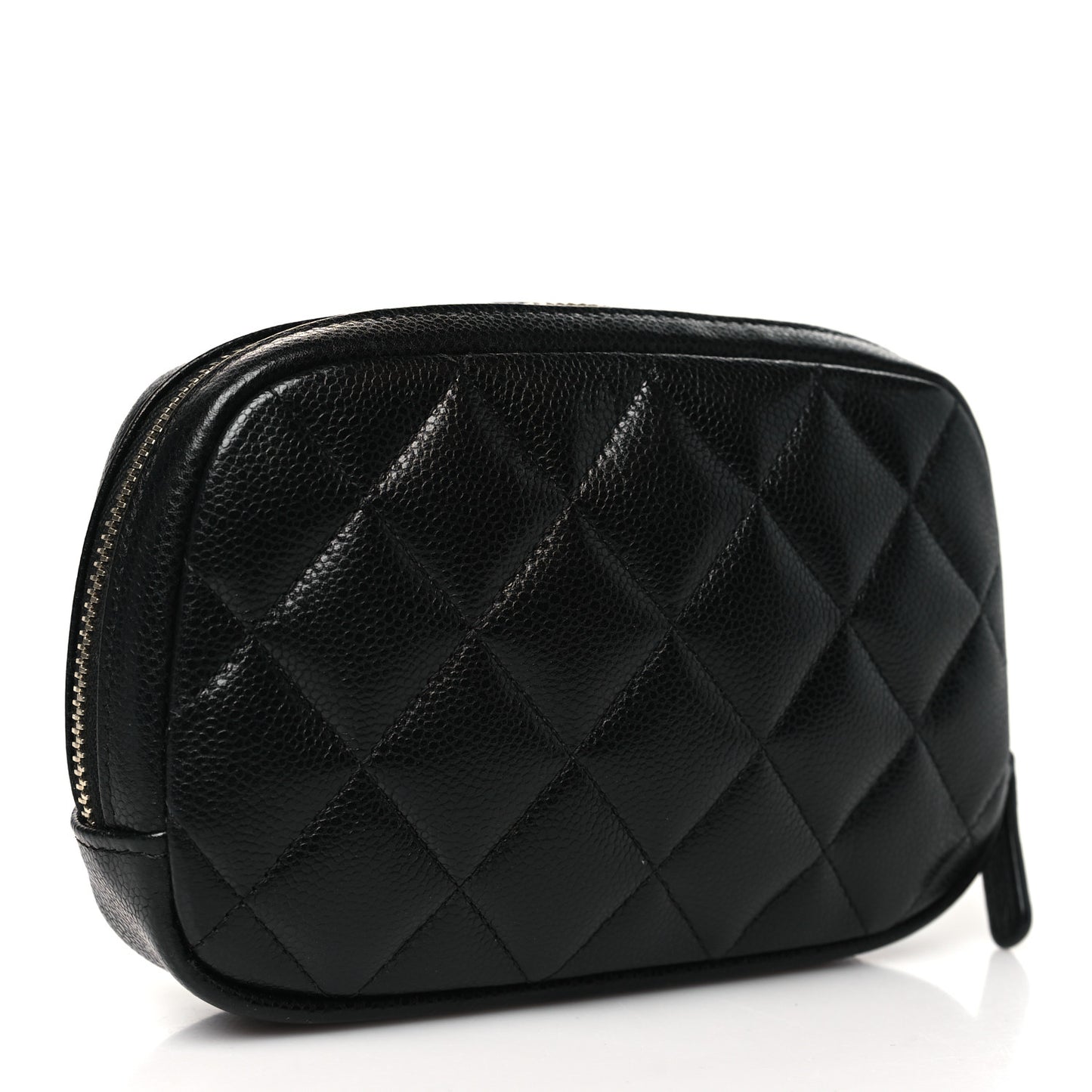 Caviar Quilted Small Curvy Pouch Cosmetic Case Black