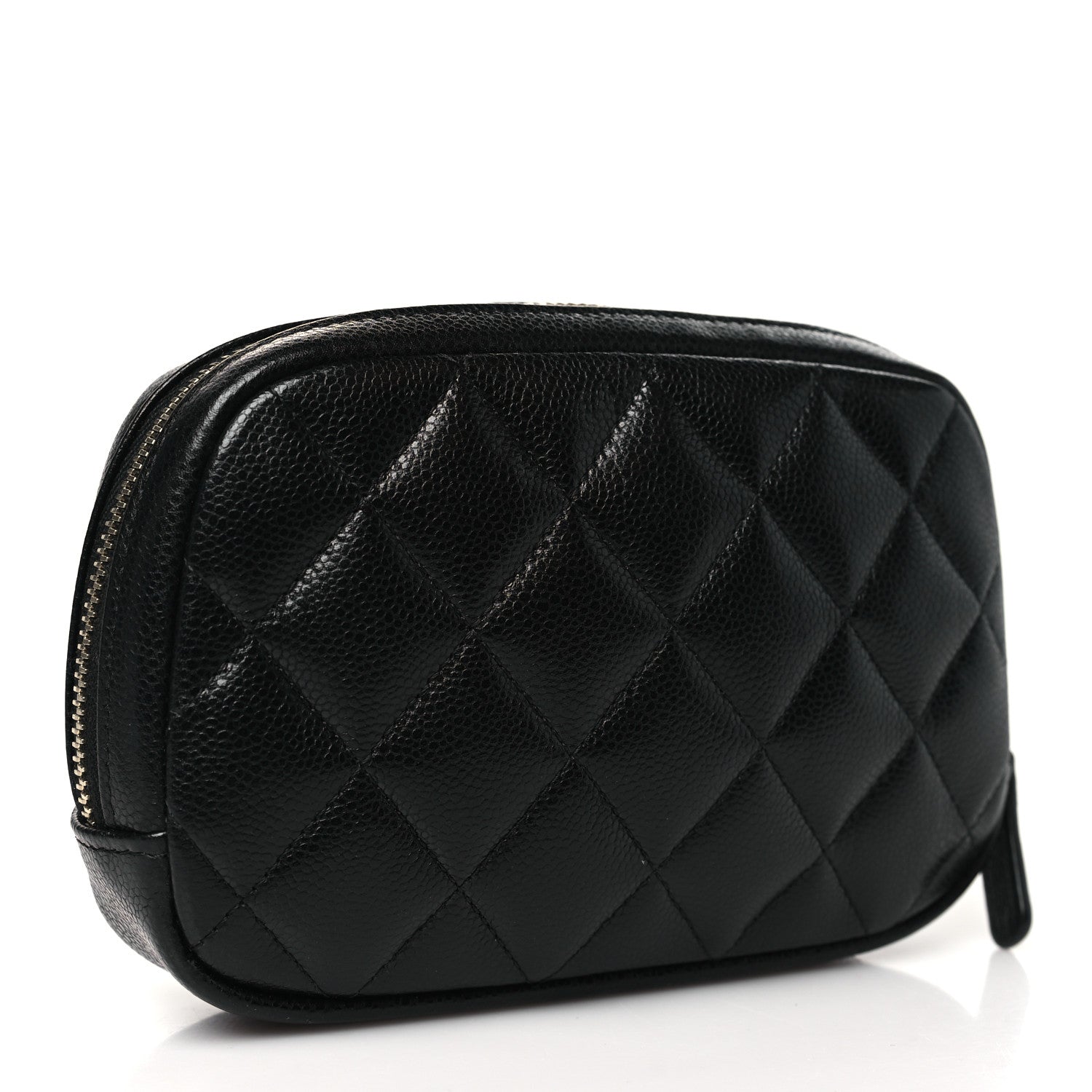 Chanel Caviar Quilted Small Curvy Pouch Cosmetic Case Black 3 of 10