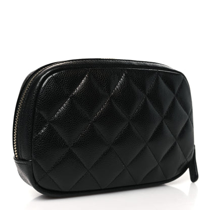 Chanel Caviar Quilted Small Curvy Pouch Cosmetic Case Black 3 of 10