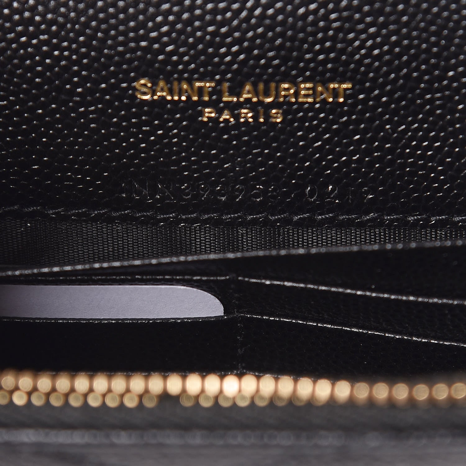 Saint Laurent Grain De Poudre Matelasse Chevron Monogram Envelope Chain Wallet Black 7 of 10
