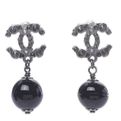 Chanel Ruthenium CC Bead Drop Earrings Black 1 of 5