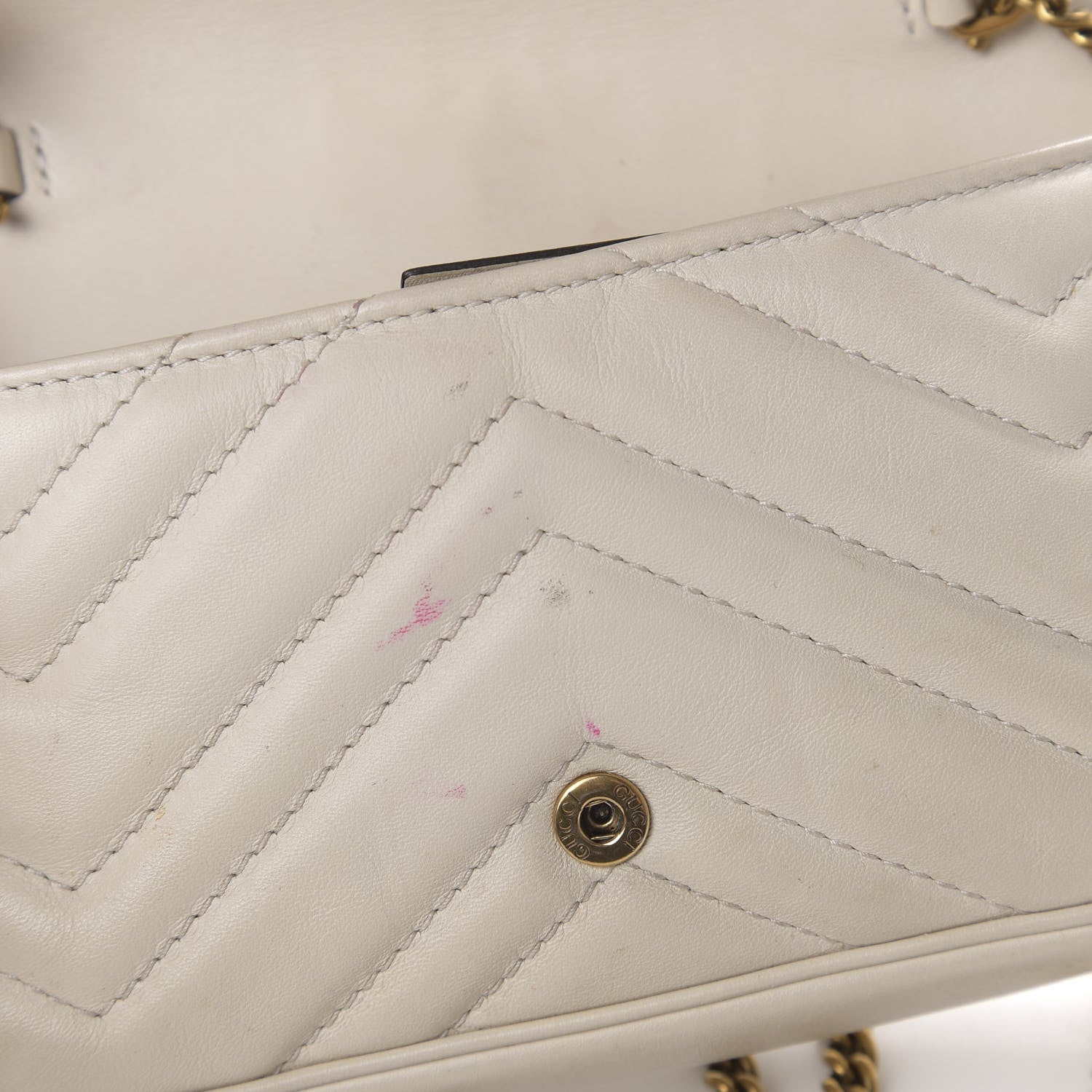 Gucci Calfskin Matelasse Super Mini GG Marmont Shoulder Bag White 14 of 17