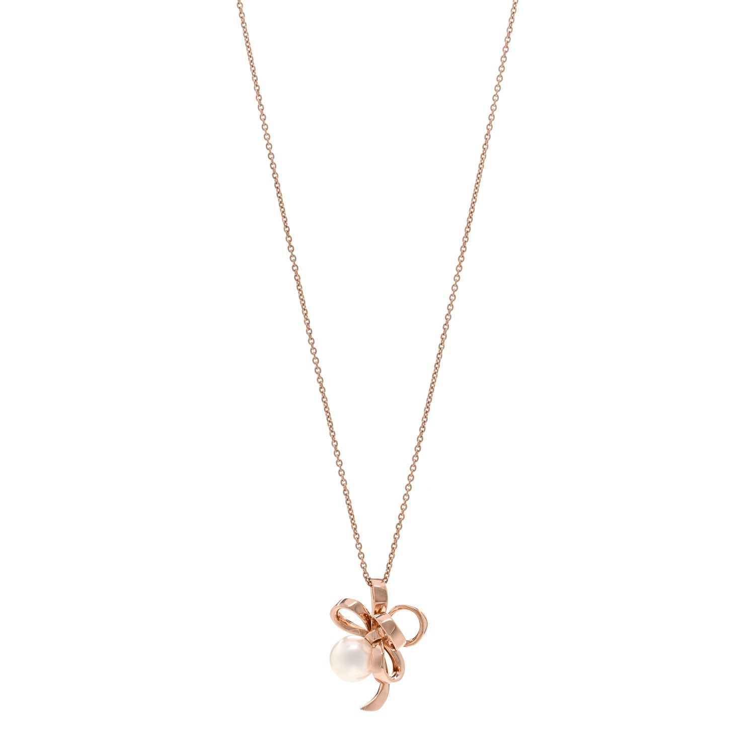 Mikimoto 18K Rose Gold Diamond Akoya Pearl Jeux de Rubans Pendant Necklace 1 of 4
