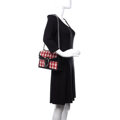 Gucci Tweed Check Small Dionysus Shoulder Bag Black Red 2 of 12