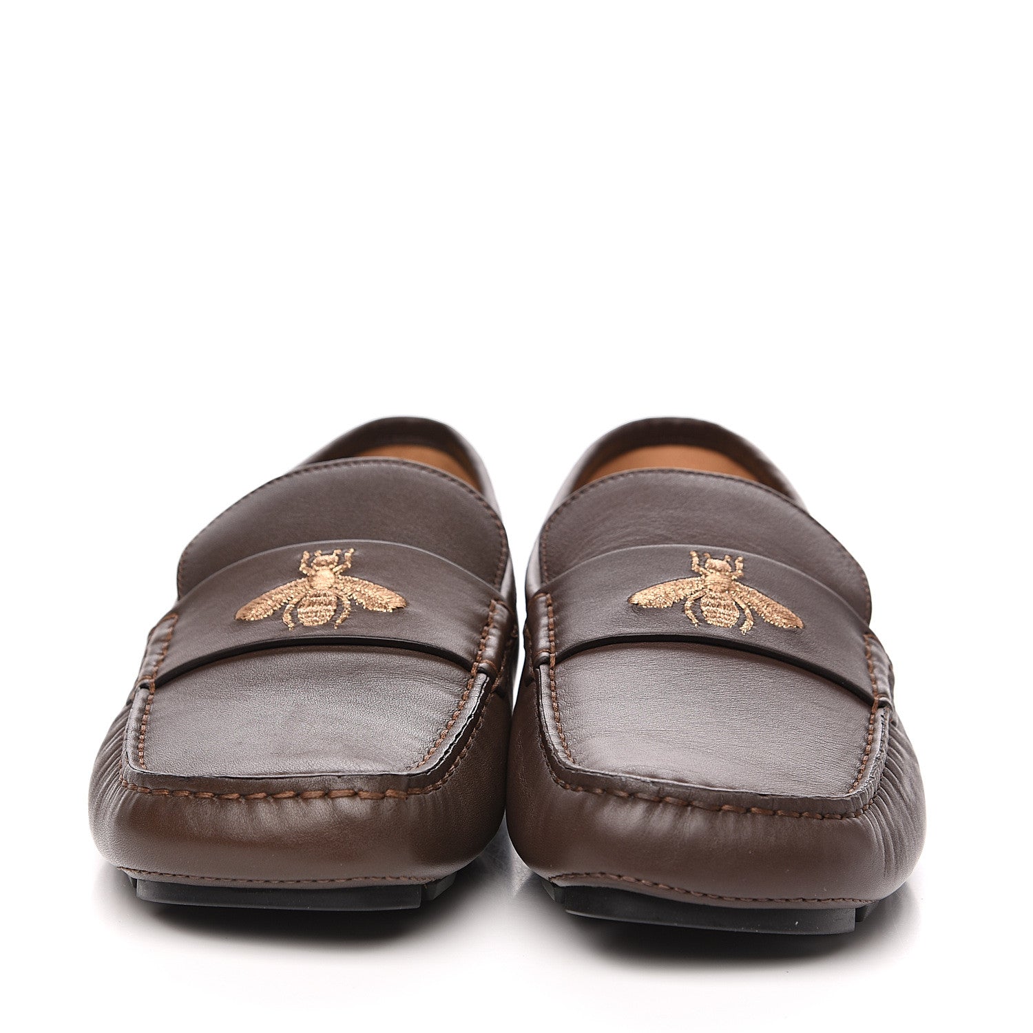 Gucci Nappa Mens Bee Driver Loafers 6.5 Cuir 2 of 10