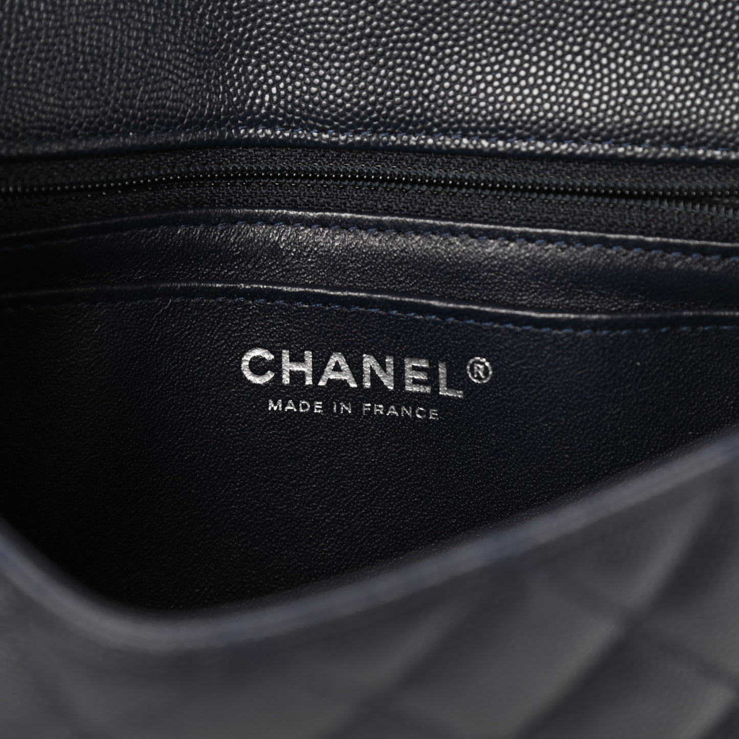 Caviar Quilted Mini Rectangular Flap Navy