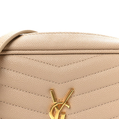 Saint Laurent Grain De Poudre Matelasse Monogram Mini Lou Camera Bag Dark Beige 8 of 10