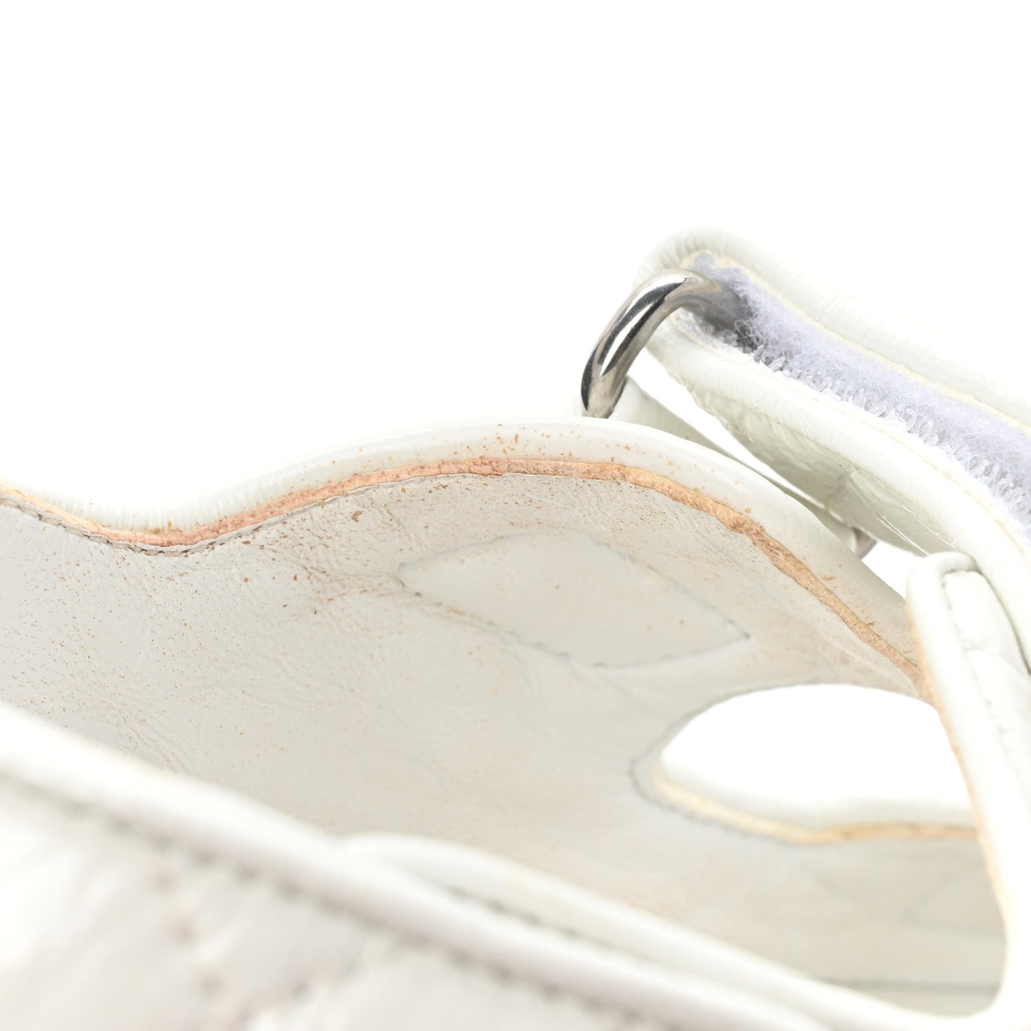 Laminated Lambskin Quilted Velcro Dad Sandals 37.5 White