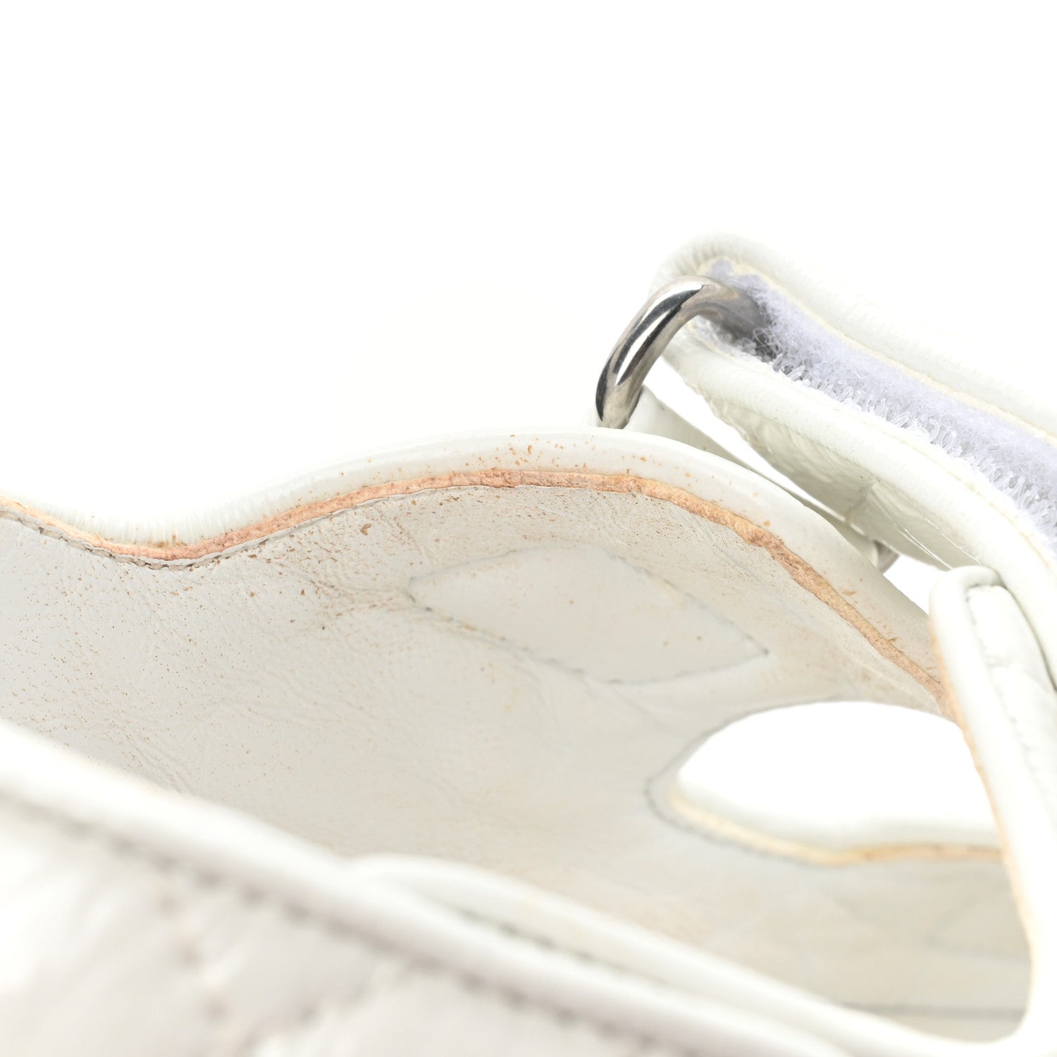 Chanel Laminated Lambskin Quilted Velcro Dad Sandals 37.5 White 9 of 15