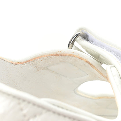Chanel Laminated Lambskin Quilted Velcro Dad Sandals 37.5 White 9 of 15