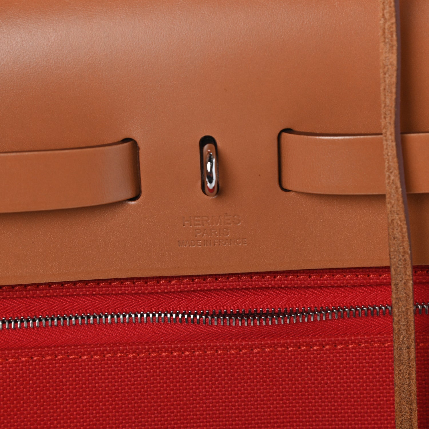 Hermes Vache Hunter Toile Herbag Zip 31 PM Rouge Tomate Natural 6 of 8