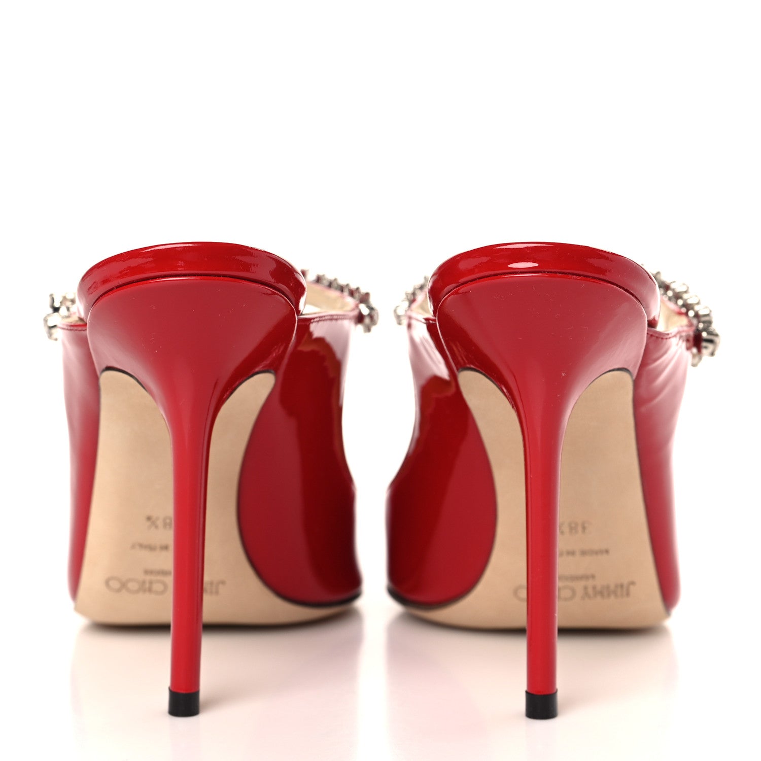 Jimmy Choo Patent Crystal Bing 100 Pumps 38.5 Red 5 of 9