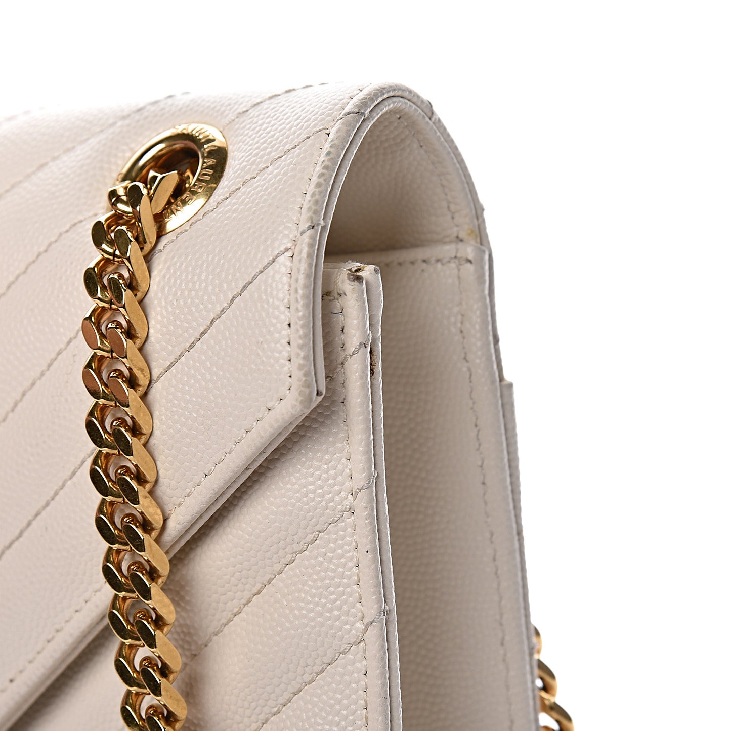 Grain De Poudre Matelasse Chevron Large Monogram Satchel White