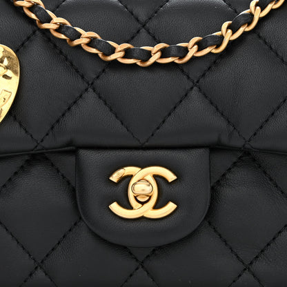 Chanel Lambskin Quilted Mini Heart Charms Flap Black 8 of 10