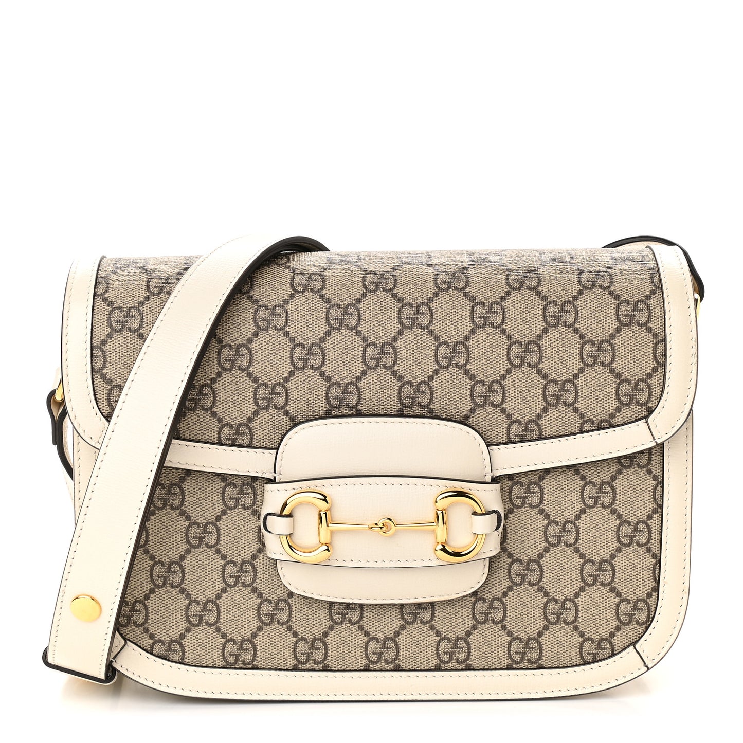 GG Supreme Monogram Horsebit 1955 Shoulder Bag Beige Mystic White