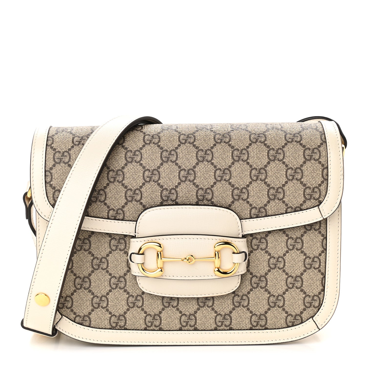 Gucci GG Supreme Monogram Horsebit 1955 Shoulder Bag Beige Mystic White 1 of 9