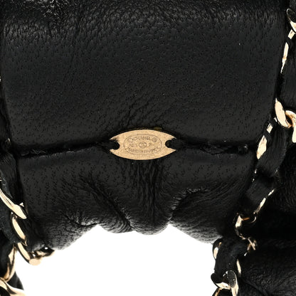 Chanel Lambskin Chain CC Hair Bow Tie Black Gold 3 of 4