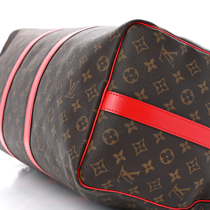Louis Vuitton Calfskin Monogram Keepall Bandouliere 50 Coquelicot 8 of 9