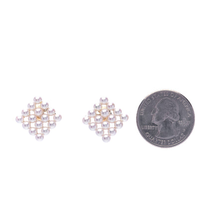 Mikimoto 14K Yellow Gold Akoya Pearl 3.7mm Square Earrings 2 of 5