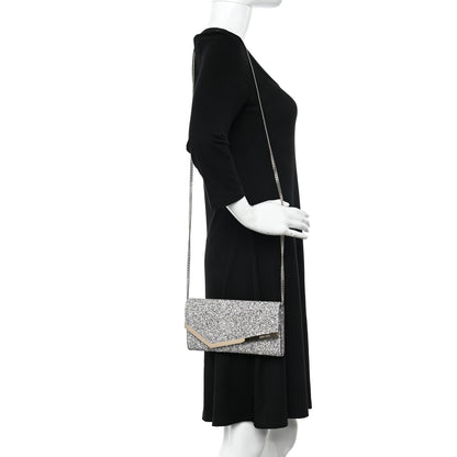 Jimmy Choo Glitter Emmie Clutch Silver 2 of 9