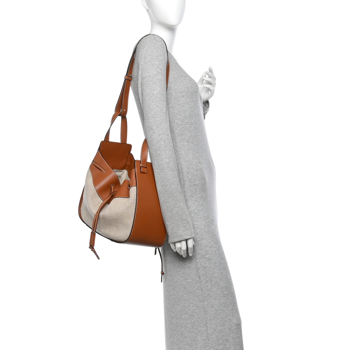 Loewe Calfskin Canvas Medium Hammock Shoulder Bag Natural Tan 2 of 10