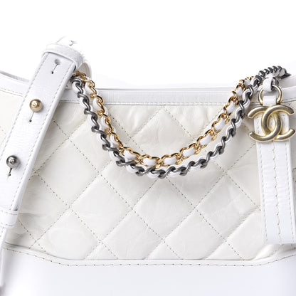 Chanel Aged Calfskin Quilted Small Gabrielle Hobo White 10 of 10