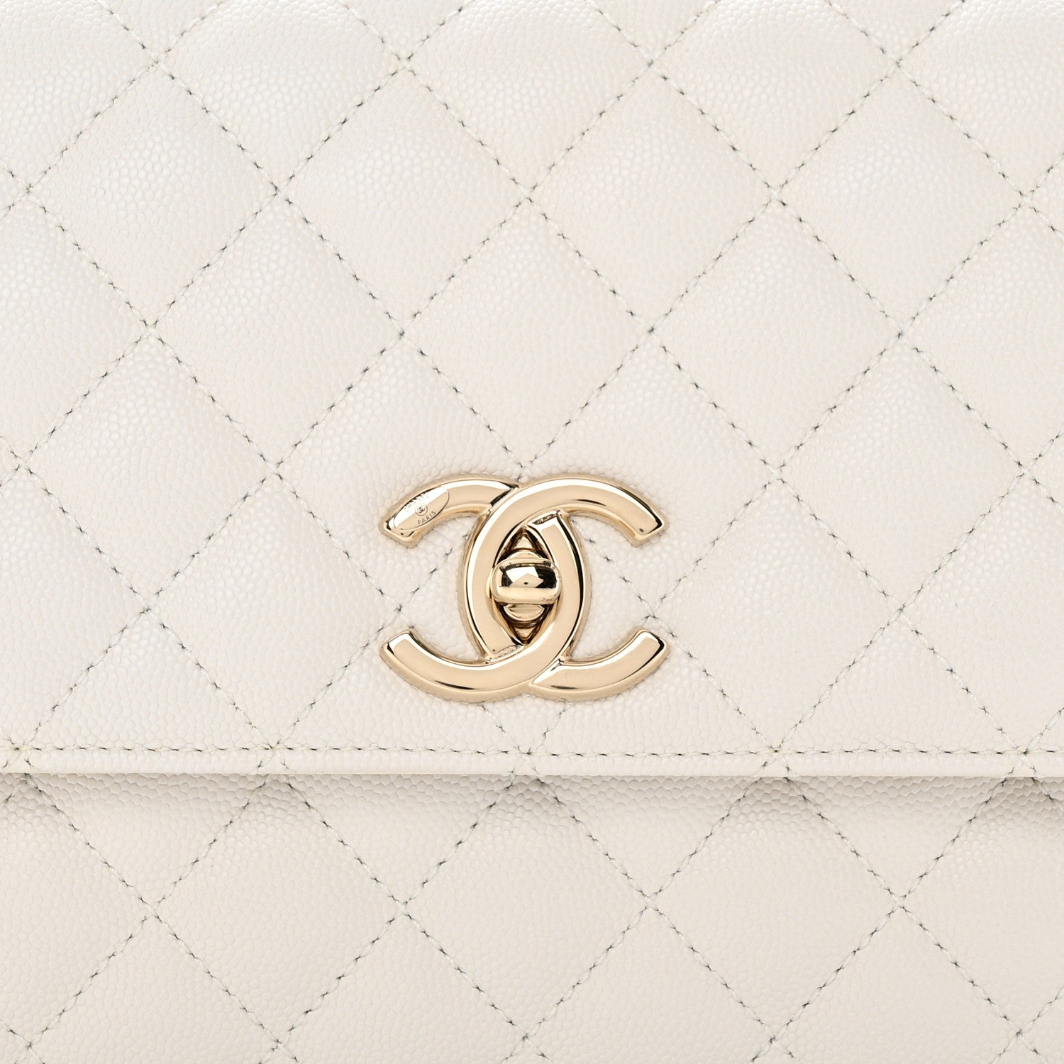 Chanel Caviar Quilted Small Coco Handle Flap White 8 of 11