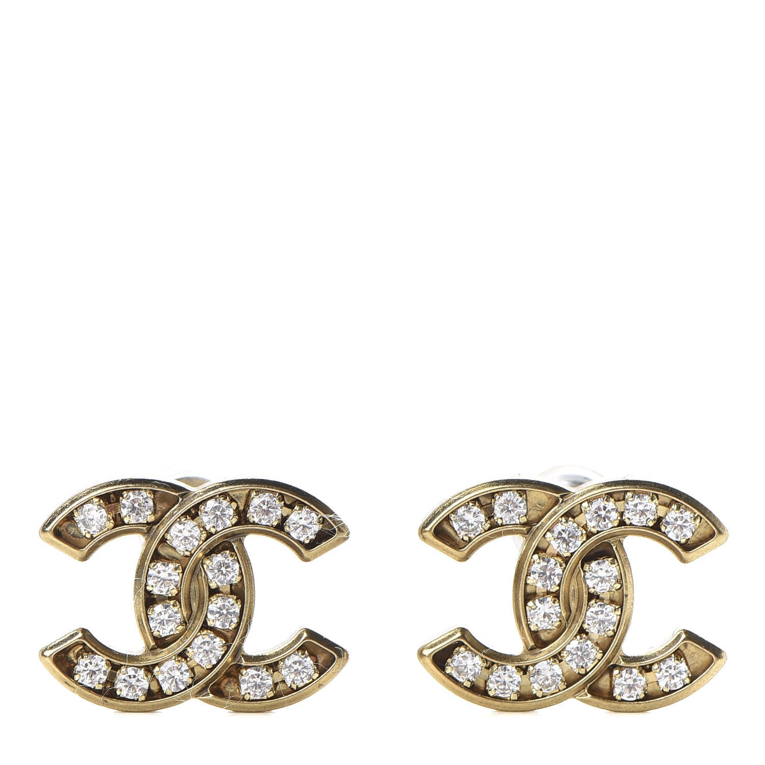 Chanel Crystal CC Earrings Gold 1 of 5